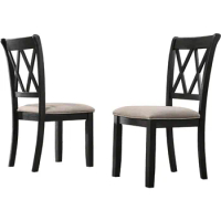 Dining chairs, fabric upholstered dining chairs, set of 2, black, suitable for kitchen dining chairs