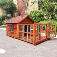 Dog Houses Outdoor Waterproof Solid Wood Kennels Creative Pet Villa House for Dogs Outdoor Fenced Dog House Modern Big Dog House