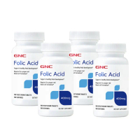【GNC 健安喜】葉酸400食品錠 100錠/瓶x4入組(孕媽咪必補/好氣色營養素/胎兒發育營養素/紅血球生成必備)