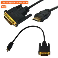 Mini HDMI Compatible To DVI 24+1 Public Connection Mini HDMI Compatible To DVI High-Definition Connection Cable 0.3 Meters