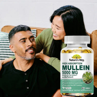 Kapsul Daun Mullein 5000 mg/kapsul vegetarian -120 kapsul - Mullein (non-GMO, bebas gluten, Bioperin