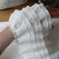 Black and White Three-Layer Chiffon Lace Pleated Skirt Hem Cuffs Baby Dress Extended Skirt Fabric Ac