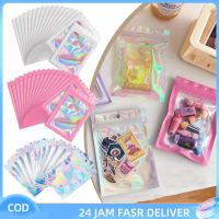 COD 50pcs Plastik Klip Aksesoris Flat Plastik Ziplock Souvenir Ziplock Hologram Foil Plastik Klip Ak