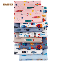 Cartoon Fish Printed Twill Cotton Cloth Super Dense Calico Sewing Fabric MakingWomen's Wear Dress Children Clothing Home Clothes