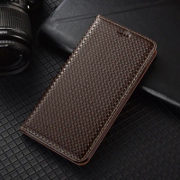 Genuine leather Woven texture case for OPPO realme A5 C1 C11 C12 C15 C17 C20 C21 C25 A1K 2018 2019 Flip Funda coque magnet cover