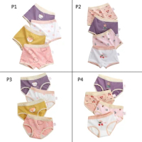 4Pcs 3-9T Girl Brief Children Panties Cute Printed Undershorts Girls Breathable Cotton Underpants Boxer Brief Toddlers Shorts