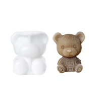3D Teddy Bear Silicone Mold Ice Cube Maker Trays Mold Chocolate Kitchen Baking Accessories For Drink Coffee Ice Cream Cake Decor