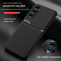 For Samsung Galaxy S23 FE Shockproof Case Magnetic Car Holder Leather Silicone Case Galaxy S23 S23 Ultra/Galaxy S22 S21 S20 FE