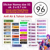 Stiker Label Nama Custom Ukuran Xs isi 96 pcs Label Nama Anak Waterproof Tahan Air Stiker Pensil War