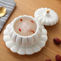 歐式創意簡約陶瓷燕窩燉盅隔水燉盅家用糖水甜品碗湯盅蒸盅燉罐