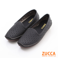 ZUCCA-縷空車線氣墊平底包鞋-黑-Z6001bk