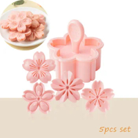 5pcs/set Sakura Cookies Mold Cherry Blossom Pink Biscuit Fondant Mold Cranberry Cookies Flower Shape Press Flower Baking Cutters