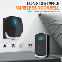 Intelligent Wireless Doorbell Home Welcome Doorbell Waterproof 300m Remote Smart Door Bell Chime EU Plug No punching required