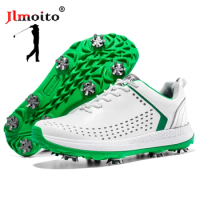 Waterproof Men Leather Golf Shoes Non-slip Spikes Golf Sneakers Breathable Golf Training Sneakers Winter Golf Athletic Shoes Man