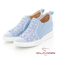 【CUMAR】鏤空窗花感內增高懶人休閒鞋-水藍