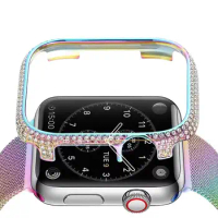 Metal+Diamond Case for Apple Watch Case 9 8 7 45mm 41mm Stainless Steel Protective Shell for iWatch 6 5 4 SE 44mm 40mm Cover