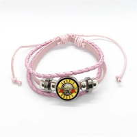 New Fashion Gun N Rose Button Bracelet Art Picture Glass Dome Bpgnr Logo Bracelets Steampunk Band Jewelry Gifts