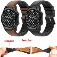 Genuine Leather Straps For TicWatch Pro 3 GPS/TicWatch Pro 2020 4G/GTX/E2/S2 Smart Watch Band 22MM Replaceable Bracelet Correa