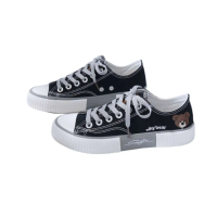 Sepatu Sneakers Canvas Wanita Why Bear Hitam Abu