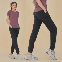 【STL】現貨 yoga 韓國瑜伽 AirDry +5ccm Jogger 高腰 涼感 女 運動 機能 慢跑 束口褲 長褲(Black黑)