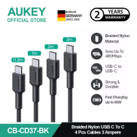 Aukey AUKEY Kabel Charger ( 4pcs ) USB-C To USB-C Braided Nylon 3A CB-CD37