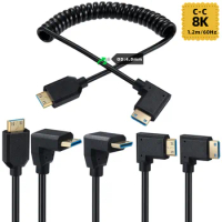 MINI HDMI coiled Cable 8K Super Flexible Slim HDMI Cord, High Speed Supports 48Gbps, 48Gbps High Speed 3D 8K60 4K120 144Hz