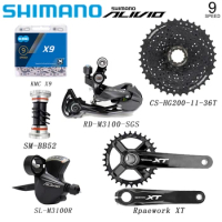 SHIMANO CS-HG200 9S 11-32T/34T/36T 9V Cassette M3100 Groupset 1X9 Speed Derailleurs For MTB Bike KMC X9 Chain Bicycle Parts