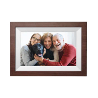 WiFi Digital Picture Frame 10.1 Inch Digital Photo Frame with IPS Touch Screen, Share Photos via Frameo APP (Brown Wood Frame)