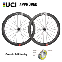 EVO Carbon Bike Wheels Disc Brake 700C Bicycle UCI Approved 25C Clincher Tubeless Rim Racing Wheelset Center Lock