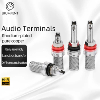 Hi-end 4PCS HiFi Audio Terminals for Speaker Hi-end Carbon Fiber Copper Rhodium-plated Solder Free Banana Binding Post Terminal