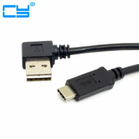Reversible USB-C USB Type C to USB 2.0 90 Degree Left &amp; Right Angled Data Cable USB 3.1 type-c for Macbook Tablet 1m/100cm