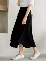 OBSTYLE Cool feeling．Refrigerator air chiffon patchwork drape pure color A-line long skirt《KG0245》