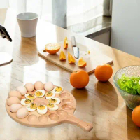 Creative Deviled Egg Tray Plate Egg Storage Box Portable Egg Holder Container Kitchen Counter Display Wooden Tray Kitchen Gadget