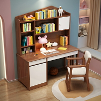 書架 ● 實木 書桌書架組合書櫃 一體 臥室小 電腦學習桌椅套裝 家用 寫字臺