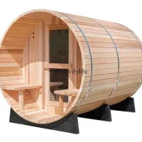 Outdoor Sauna Sweat Steaming Room round Wooden Barrel Rainwater Proof Steam Oven Far Infrared Far Infrared Saunas