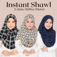 Instant scarf shawl chiffon printed 2 face hijab flowy wideshawl 2 loop Bubble