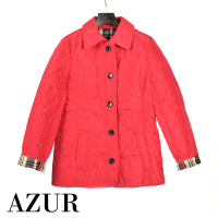【AZUR】鋪棉格紋琥珀釦外套-3色