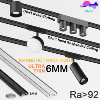 48v Magnet 6mm Ultra Thin Led Ceiling Lights Surface Mounted Magnetic Track Lights System Led Ceiling Lamp Rail Light Spotlight