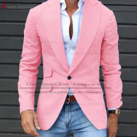 (one blazer) 20 Colors Men's Blazers Tailor-Made Suit Jacket Slim Fit Groom Groomsmen Wedding Coat Orange Business Party Tops