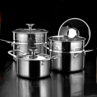 316 stainless steel steamer Double layer soup pot Household thickened milk pot Kitchen utensils pots for cooking