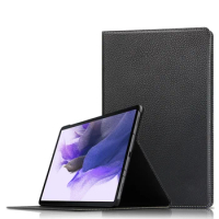 Smart Cover Cowhide Stand Case For Samsung Galaxy Tab S7 FE LTE SM-T735 T730 12.4" 2021 Tablet Genuine Leather Protective Cover