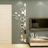 Acrylic Mirror Height Measure Wall Sticker for Kids Bedroom Growth Chart Nursery Room Decor Wall Art Mirror Wallpaper