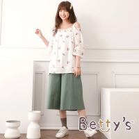 【betty’s 貝蒂思】百搭素面七分寬褲(粉綠色)