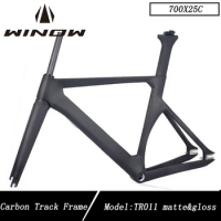 Winowsports Track Carbon Frame 700X25C Fixed Gear Racing Bike Frames 48 51 54 57cm Black Matte UD Carbon Track Frameset