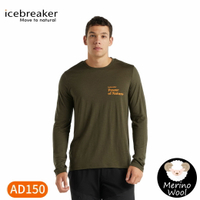 【Icebreaker 男 Tech Lite II圓領長袖上衣《橄欖綠》】0A59IQ/內層衣/薄長袖/內搭