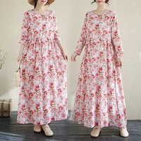 LC1920 Premium Oversized Dress Tipis Floral Fashion Retro Terbaru XL