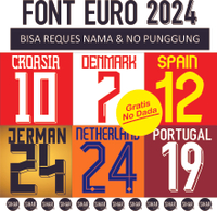Cetak Sablon Setrika Nameset Jersey Euro Eropa 2024 namset Nama dan Nomor Punggung German Croasia De