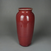 晚清民窯祭紅釉小花瓶古玩陶瓷古董瓷器仿古老貨收藏民間手工擺件