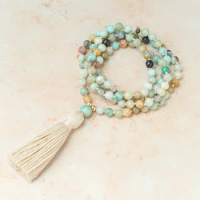 Mala Beads, 108 Mala Necklace, Amazonite Necklace, Spiritual Gift for Her, Crystal Gift for Women, Meditation Beads