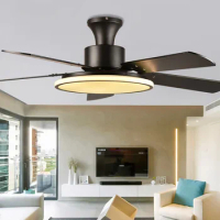 Led Living Dining Room Low Floor Simple Ceiling Light 36-Inch Bedroom Wooden Leaf Electric Fan Chandelier